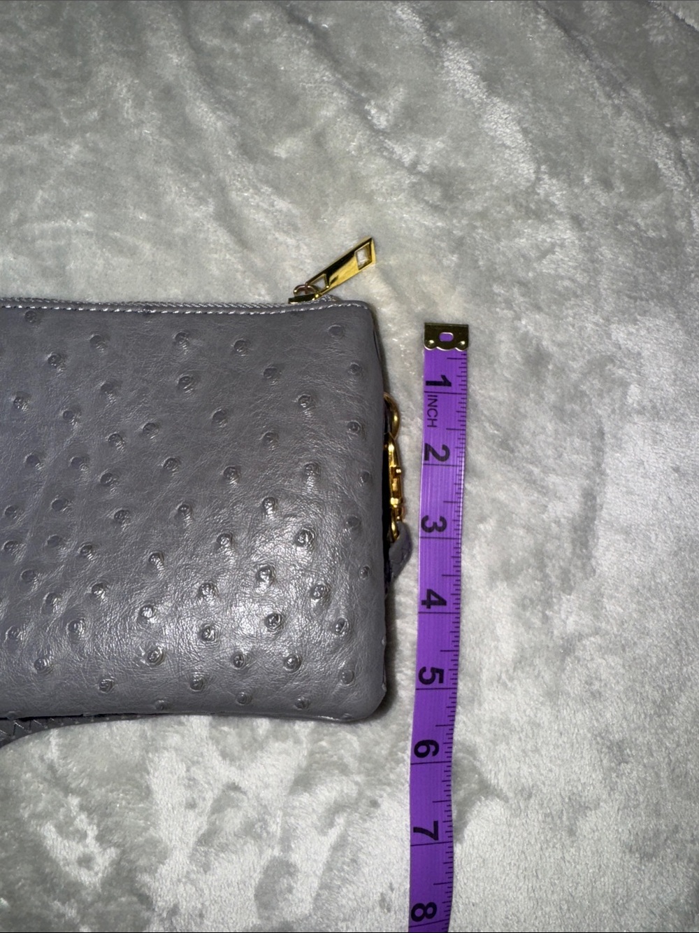 Dark Gray Faux Ostrich Crossbody Wristlet/Purse - Women's Bag - Picture 6 of 6